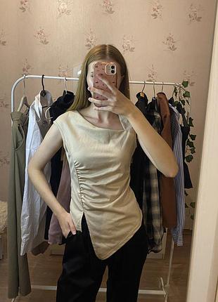 Жіночий асиметричний топ, бежевий shein