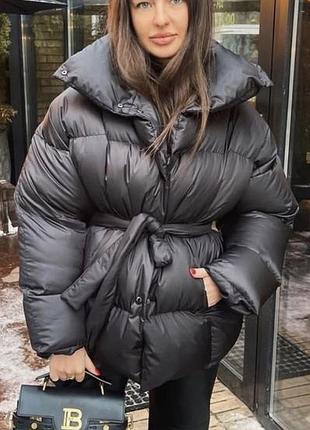 Гарний глянцевий пуховик, пуфер oversize