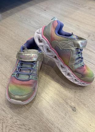 Кросівки для дівчаток skechers (підсвітка не працює) різнокольорові
