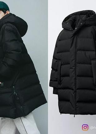 Пуховик zara 122 , зимова куртка пальто зара, чорний пуховик зара