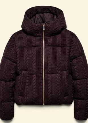 Куртка жіноча анорак zara із високим коміром та капюшоном бордове вино m (121733).