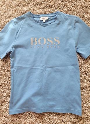 Футболка для хлопчика boss блакитна з логотипом