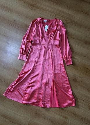 Сукня міді жіноча ted baker daniia waisted midi dress коралово-рожева сатинова