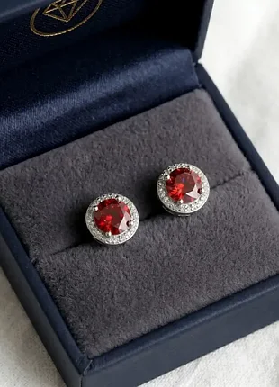 Серьги с рубиновыми муассанитами 1 ст