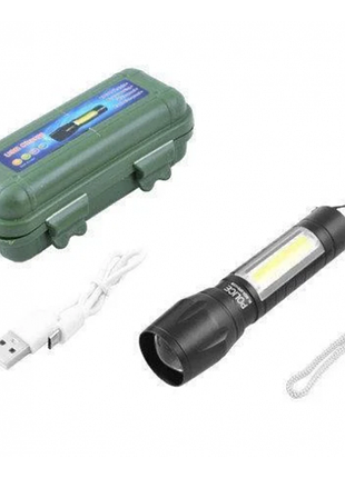 Світлодіодний ліхтарик bailong police cob usb bl-511 bl-515 bl-513 у пластиковому чохлі