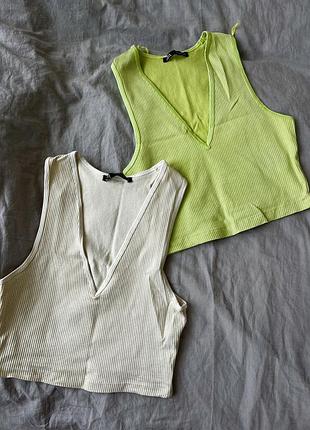 Жіночі топи zara, салатовий та молочний