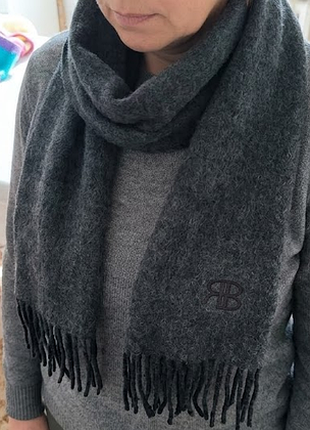 Чоловічий двосторонній шарф rag & bone rb сірий графітовий вовна кашемір з бахромою