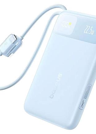 Портативний зп power bank baseus enerfill fc11 pd22.5w with cable 10000 mah (2usb-c) (e0027r) galaxy blue