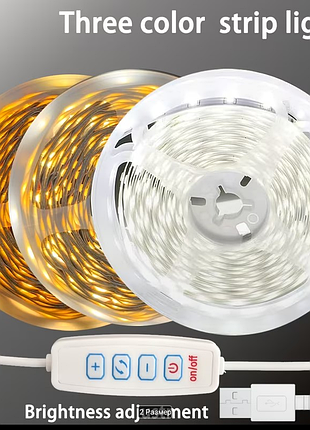 Світлодіодна led стрічка 3-в-1 з регулюванням яскравості (usb)