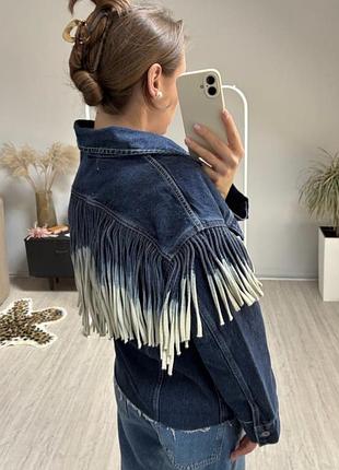 Жіноча джинсова куртка levi’s made&crafted з бахромою
