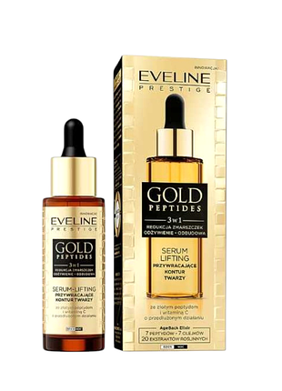 Сыворотка для лица eveline prestige gold peptides serum lifting восстанавливающая контур лица 30 мл.