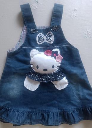Сарафан для дівчинки hello kitty джинсовий синій