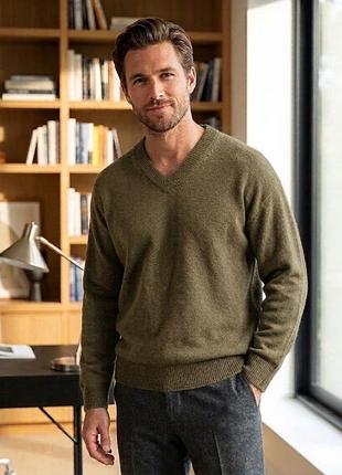 Мужской свитер / джемпер zara с v-образным вырезом р. l