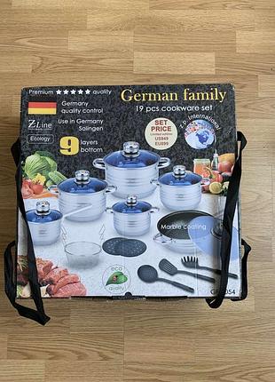 Набір посуду german family gf-2054 з нержавіючої сталі, 19 предметів