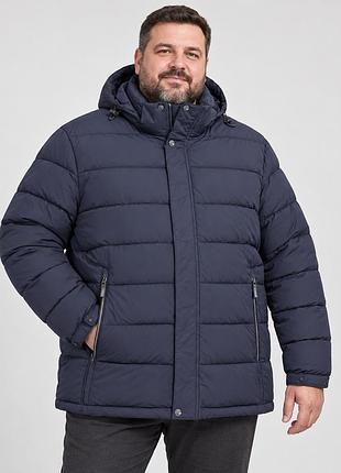 Мужская зимняя куртка еврозима saz больших размеров с капюшоном,4xl, темно-синий