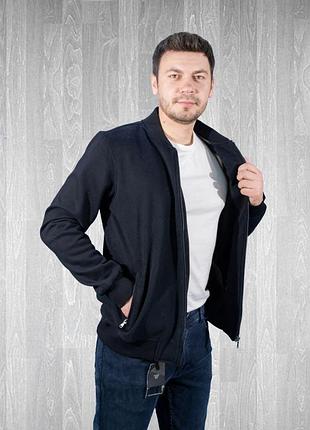 Бомбер gaballi теплий чоловічий на блискавці 2xl-5xl великі розміри, чорний, xxl