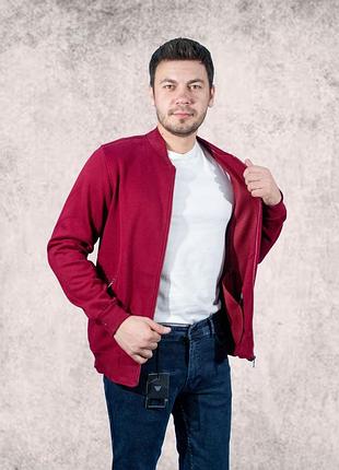 Бомбер gaballi теплий чоловічий на блискавці 2xl-5xl великі розміри, бордовий, xxl