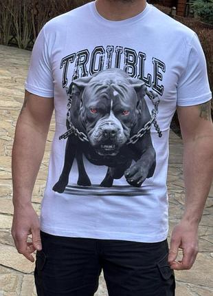 Чоловіча футболка daniel jones trouble принт пес, l,білий