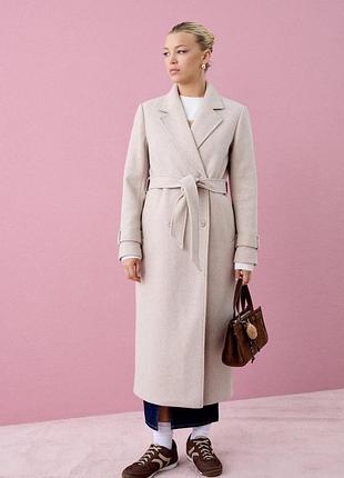 Женское классическое пальто sinsay бежевое длинное плащ повседневное h&m весна осень размер xs куртка парка zara б/у деловое тренч модное топ продаж