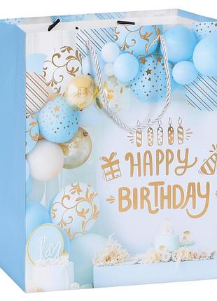 Пакет подарунковий happy birthday mk 5951-m-1 розмір 32х26х10 см