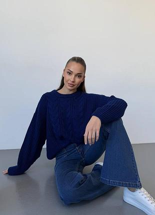 Светр жіночий модель 301 чорний, синій, гірчичний one size коттон, акрил, вовна