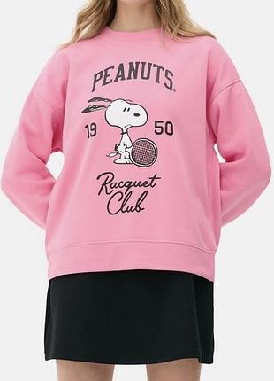 Світшот жіночий рожевий зі snoopy на флісі