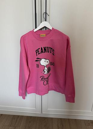 Світшот жіночий рожевий зі snoopy на флісі