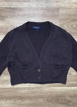 S max mara cropped cardigan brown knit bolero short button front size s