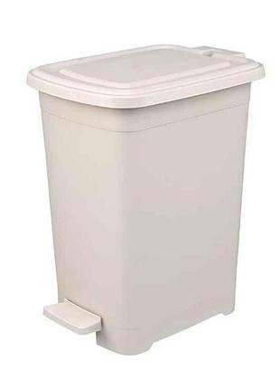 Мусорник с педалью slim прямоугольный кремовый 15л тм elif plastik