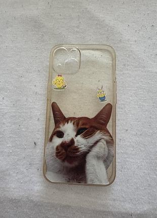 Чохол apple iphone 13 прозорий з котом