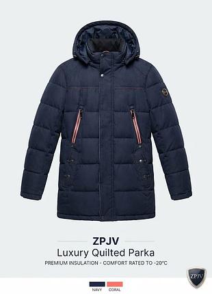 Мужская удлиненная зимняя куртка-пуховик zpjv luxury collection (размер 50-52)