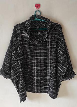 Стильный пончо-джемпер в клетку оверсайз saloos, one size (l-3xl)