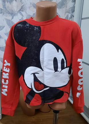 Кофта для дівчинки mickey mouse червона з паєтками