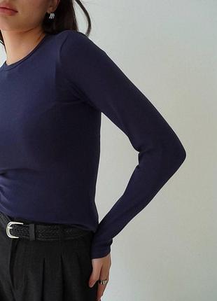 Лонгслів із віскози | обтислий 6 кольорів | 42-46 (xs-m) темно синій
