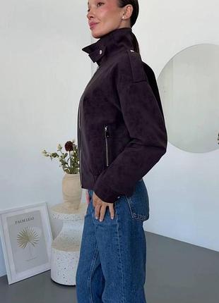 Женский бомбер из фактурной экокожи vintage - весна/осень бордо, l