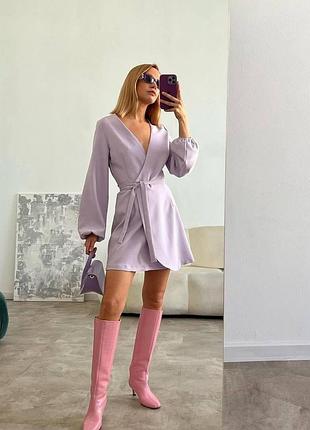 Платье женское на запах | костюмка | one size (42-46) | разные цвета лаванда