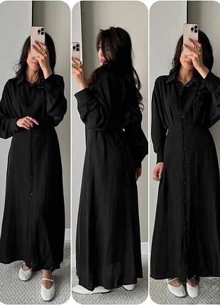 Жіноче плаття з льону жатка | легке літнє плаття oversize | чорне, молоко, беж, рожеве, блакитний шоколад чорний