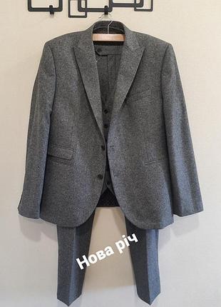 Новый мужской костюм-тройка next tailoring серого цвета, р. 52 (xxl)