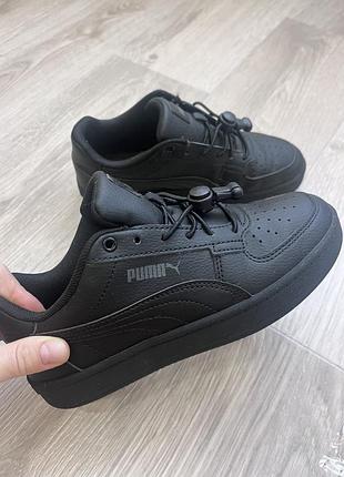 Кросівки для підлітків puma оригінал, чорні, розмір 35.5, довжина устілки 22 см, штучна шкіра