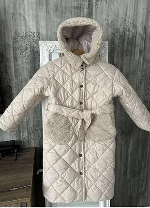 Пальто для дівчинки зимове бежеве