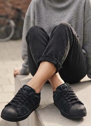 Кросівки жіночі adidas superstar чорні, розмір 36, нубук