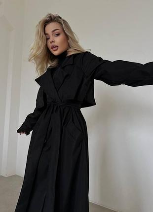 Женский тренч oversize без подкладки | коттон-парка | весенний тренч | черный, беж, хаки, мокко, графит