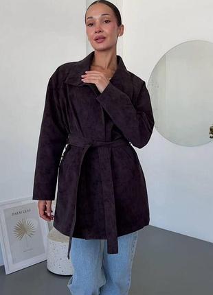 Женский тренч из экокожи vintage с поясом бордо, m