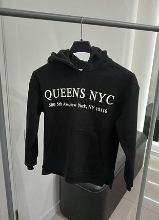 Кофта для підлітків zara чорна з написом queens nyc