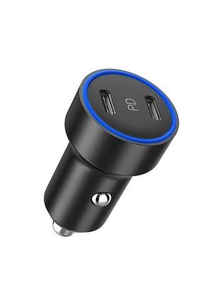Зарядное устройство choetech car 2хusb-c 40w pd black (с0054-bk)