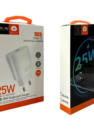 Зарядний пристрій 220в 3а 25вт 12в type-cx1 fast charger wuw-c187