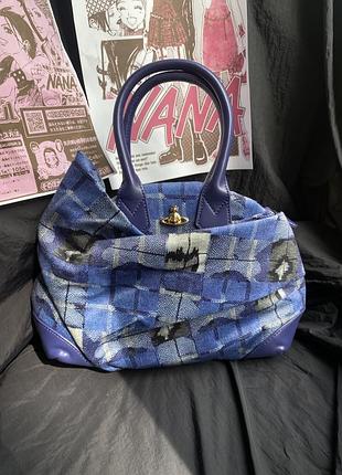 Vivienne westwood plaid cloth bow handbag archive red