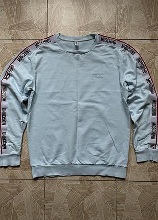 Свитшот moschino couture logo tape sweatshirt light blue crewneck pullover men’s s/m