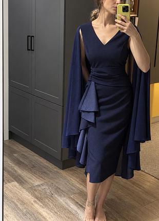 Елегантна сукня шифон кейп рукава накидка zara next h&m m&s