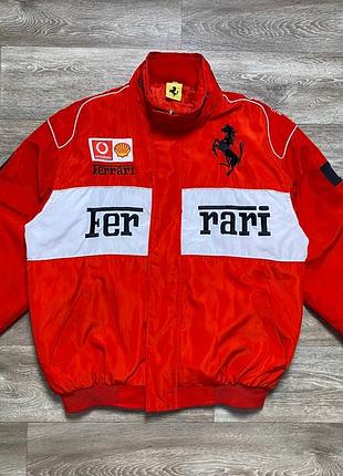 Оригінальна куртка vintage ferrari f1 racing team jacket shell vodafone embroidered red xl - xxl y2k